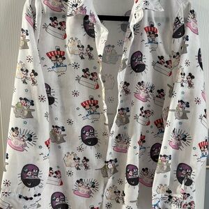 Chic Cartoon Print Blouse - White